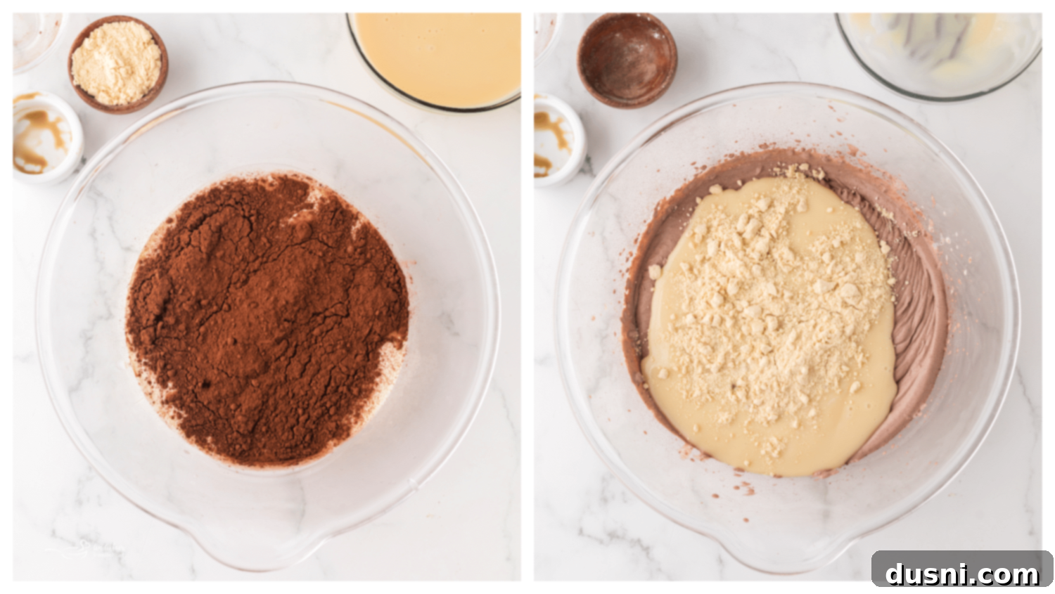 Mixing heavy cream, vanilla, and cocoa powder in a stand mixer.