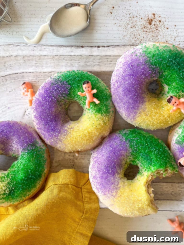 Golden Air Fryer Biscuit Doughnuts 14 decorated King Cake Baked Donuts close up
