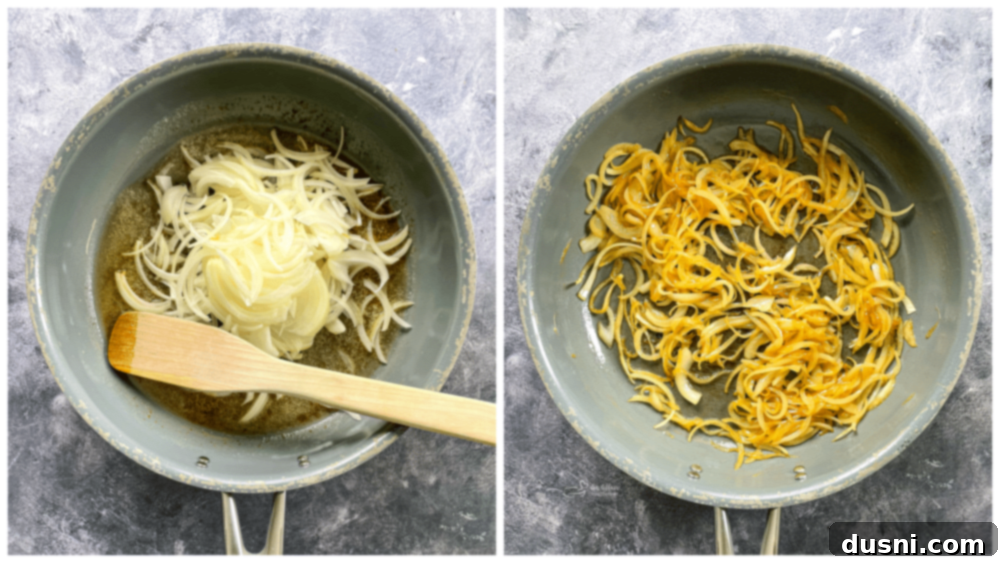 cooking onions in pan 