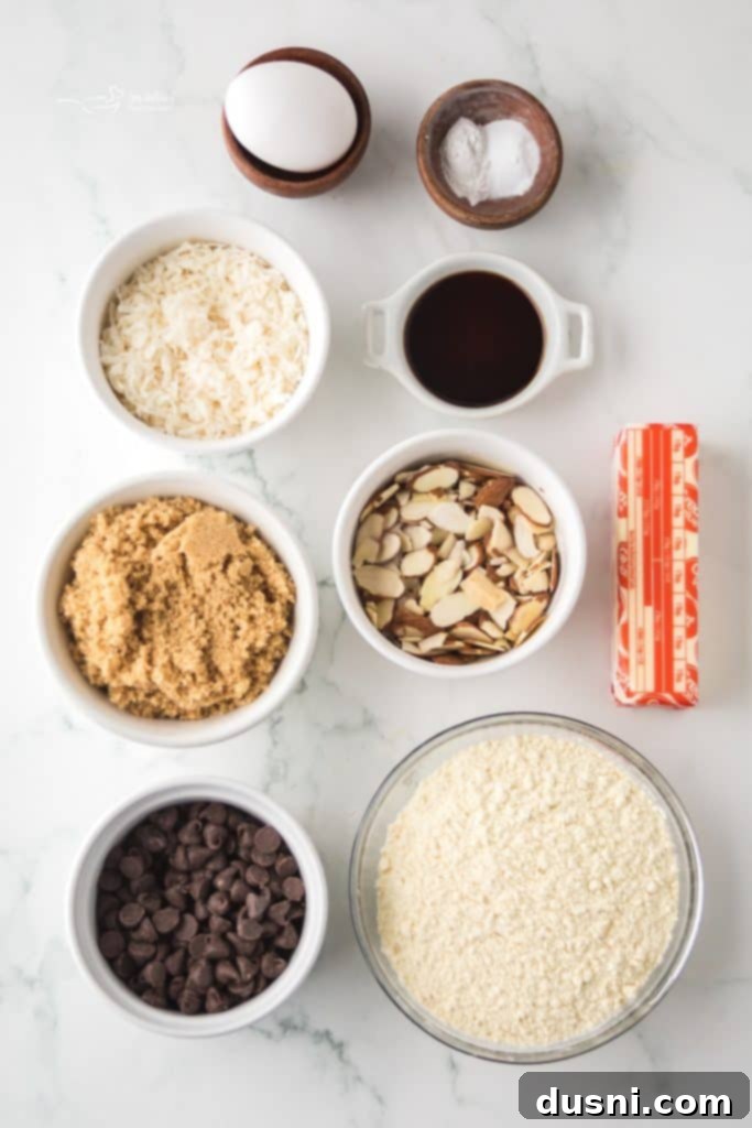 Stack of freshly baked Almond Joy Cookies