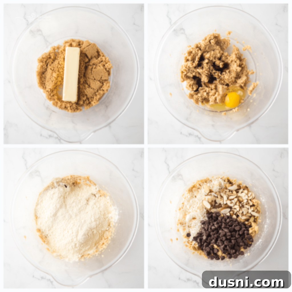 Mixing butter and brown sugar in a bowl