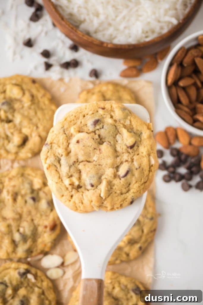 Almond Joy Cookies presented on a plate