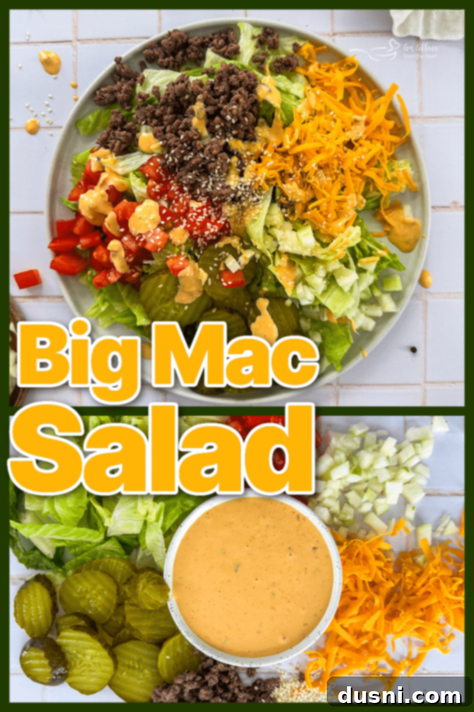 Meal prep containers with Big Mac Salad components.