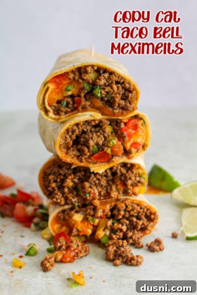 A beautifully presented plate of homemade Taco Bell Meximelts with fresh ingredients.