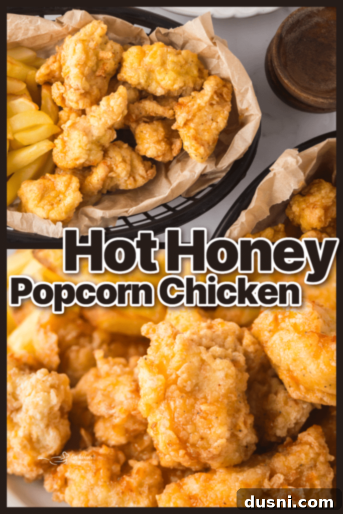 Hot Honey Glazed Crispy Popcorn Chicken 9 Hot Honey Popcorn Chicken in a bowl with sauce