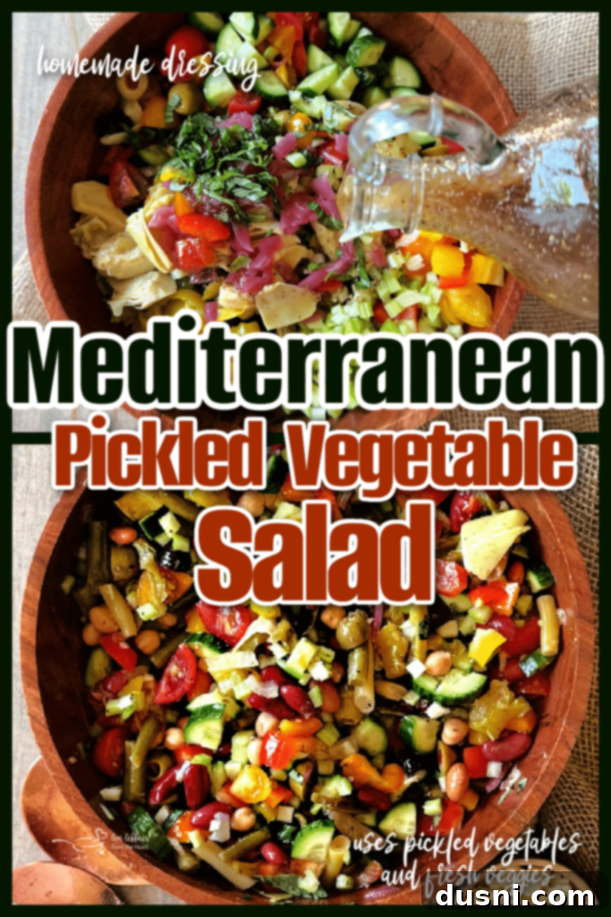 Plated Mediterranean Pickled Vegetable Salad with feta cheese