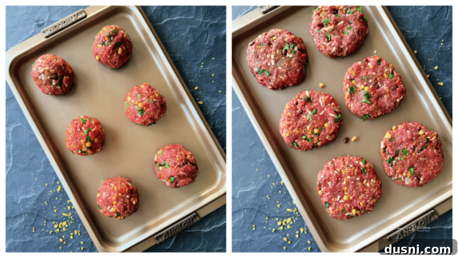 Mexican Street Burgers 11 Forming burger patties from the mixture.