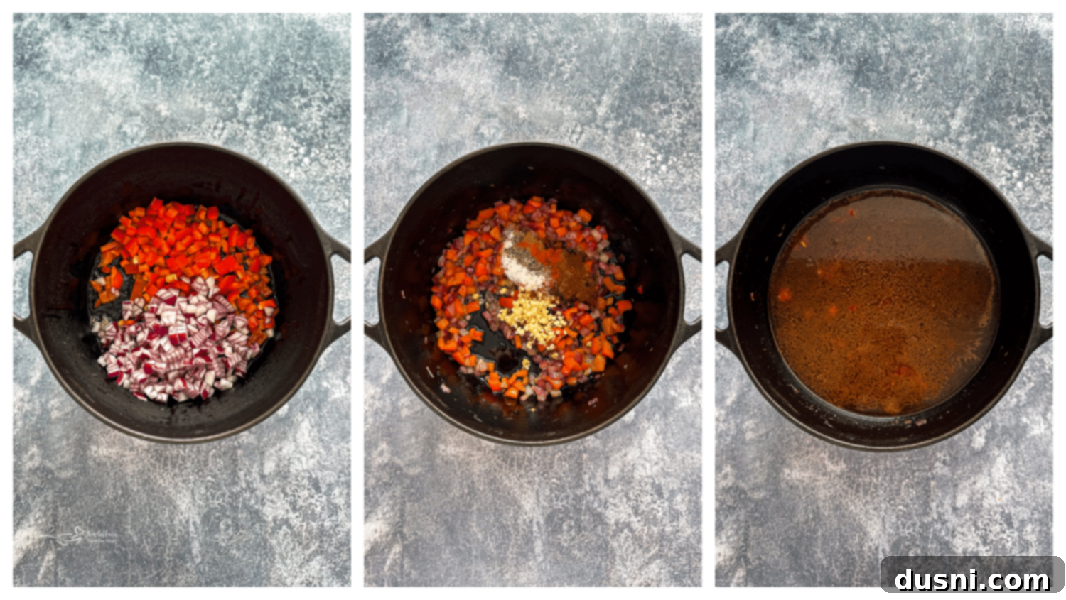 Hearty Black Bean Soup Made Simple 8 A step-by-step graphic showing the process of making black bean soup.