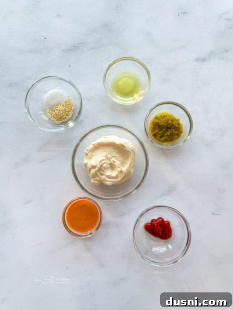 All the ingredients for the secret Big Mac sauce are mixed together in a bowl.