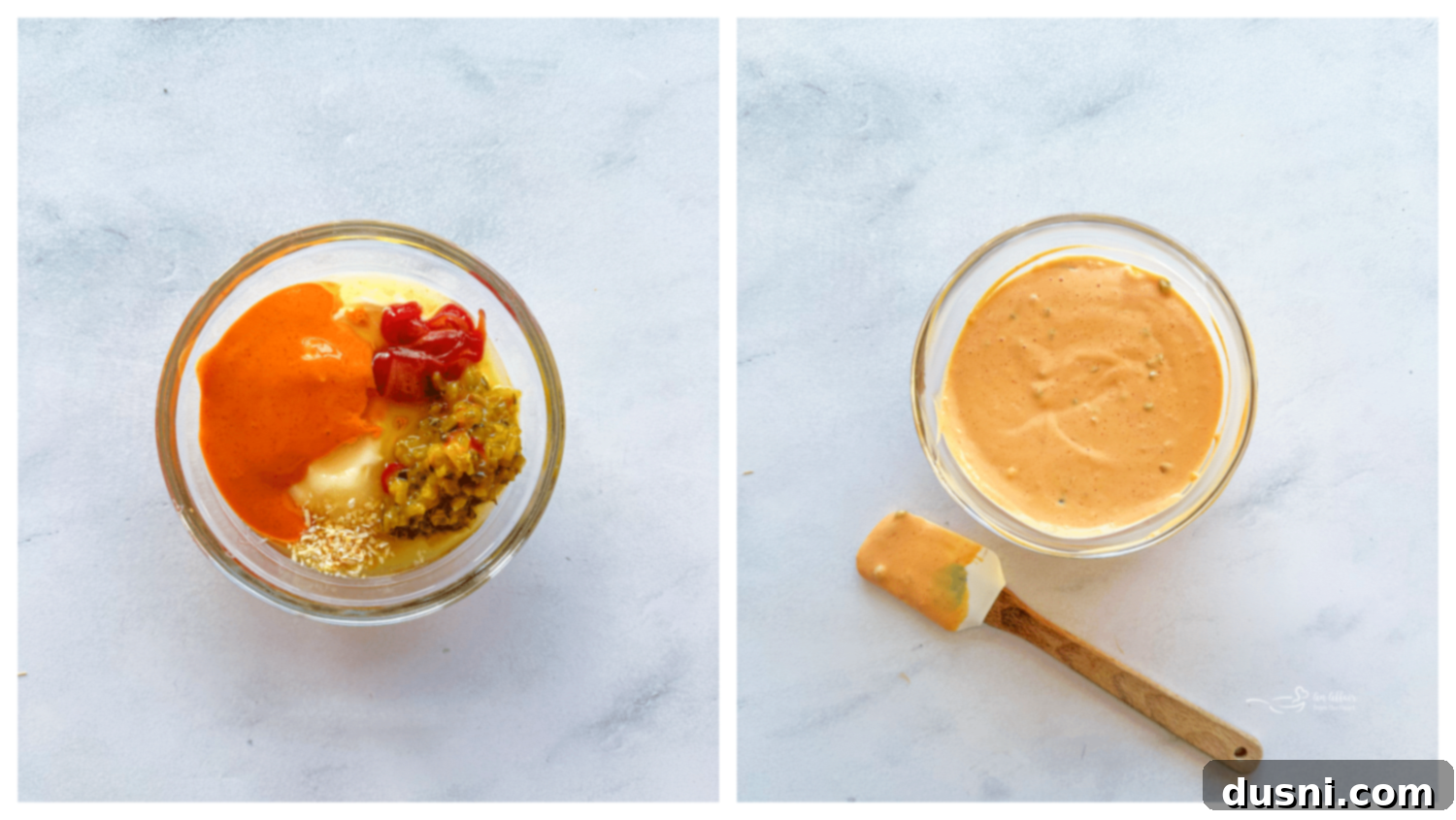 All the ingredients for the Big Mac sauce are combined in a bowl, ready to be refrigerated.