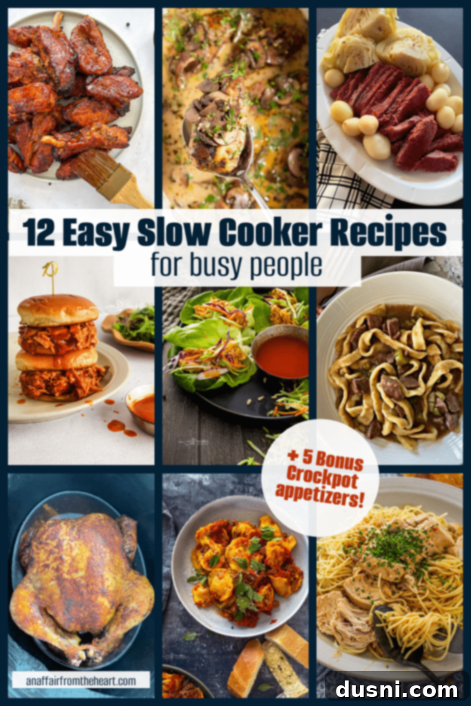 12 Simple Slow Cooker Delights 3 A Pinterest-friendly image encouraging readers to save slow cooker recipes.