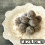 Decadent Mocha Rum Truffles 18 Mocha Rum Balls on a white serving tray