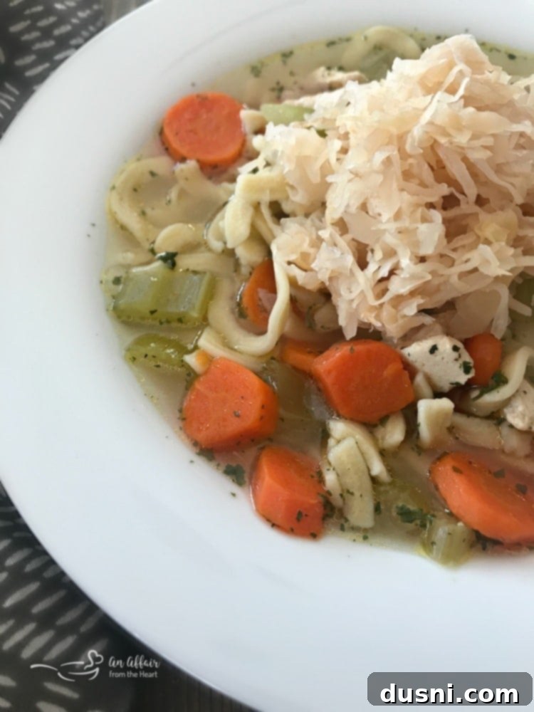 Chicken Noodle Soup with Sauerkraut
