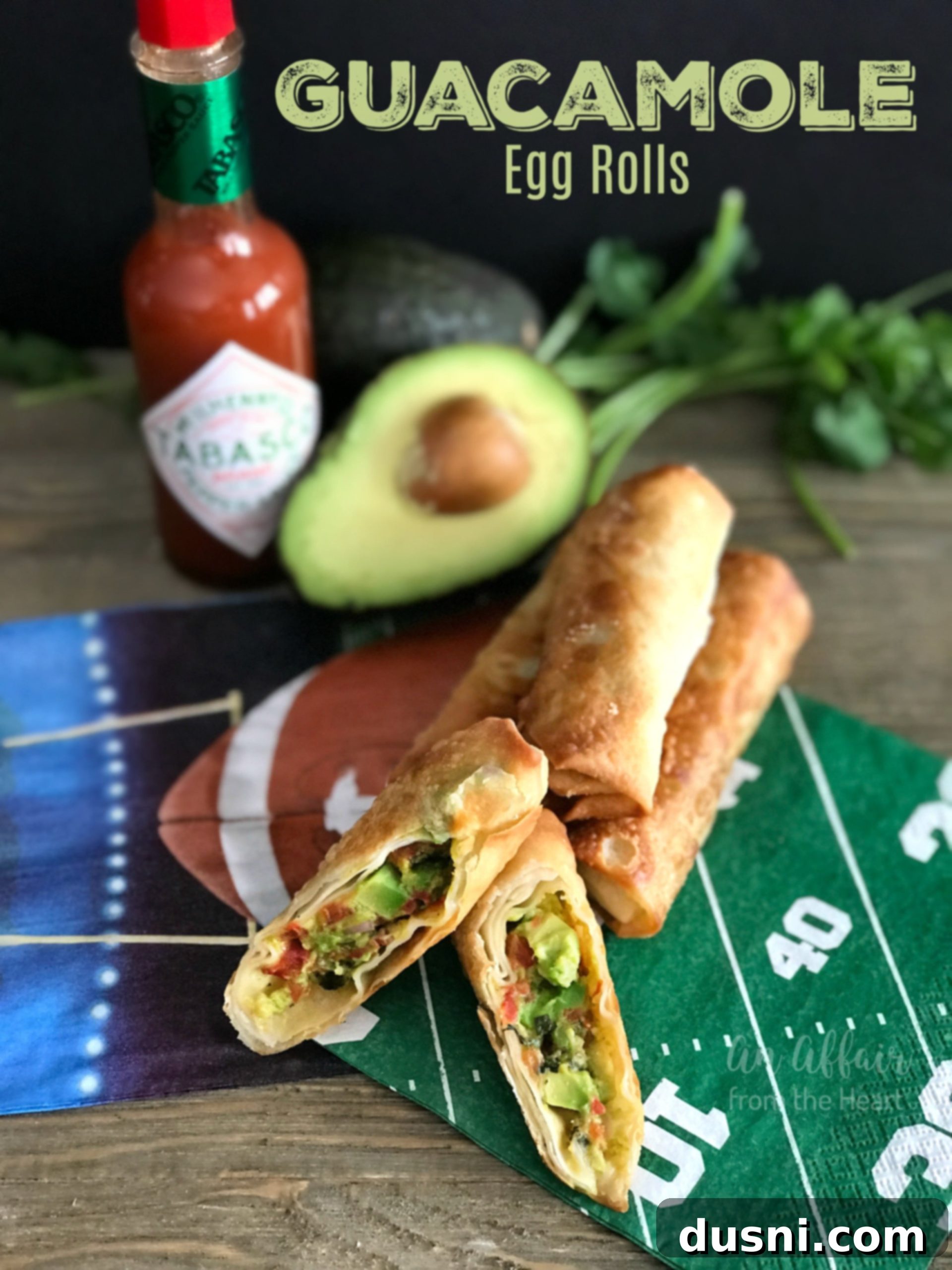 Guacamole Egg Rolls with Spicy Cilantro Ranch Dipping Sauce