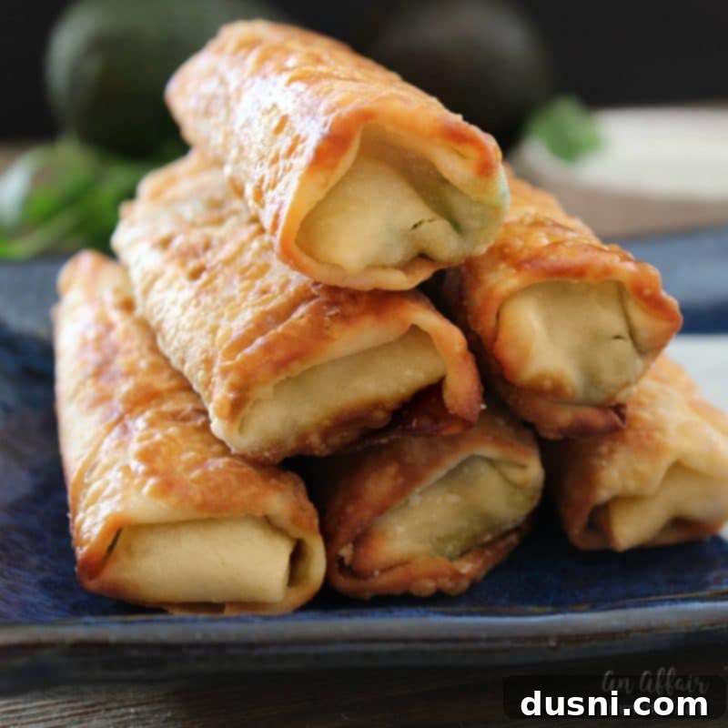 Guacamole Egg Rolls with Spicy Cilantro Ranch Dipping Sauce 