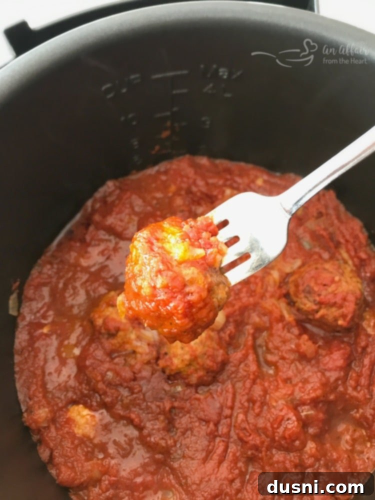 Perfectly cooked meatballs from the Instant Pot
