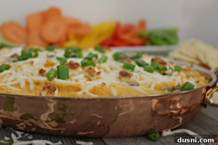 Spicy Buffalo Cauliflower Dip 4 Close up shot of Buffalo Cauliflower Dip