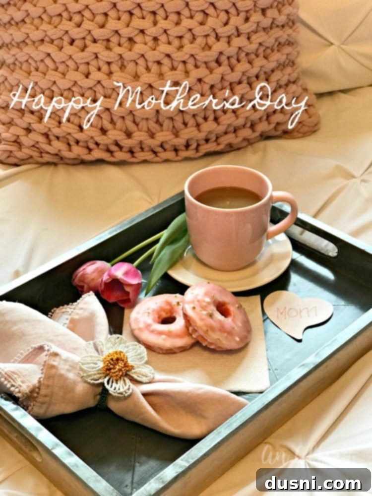 Cherry Limeade Baked Donuts arranged on a breakfast tray for Mother's Day