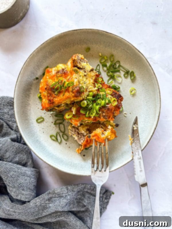 Individual serving of sausage crescent breakfast casserole