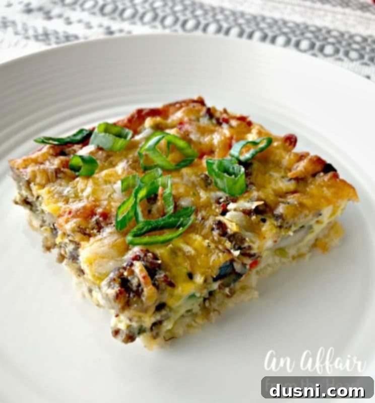 Sausage & Crescent Breakfast Bake slice
