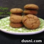 Regency ginger crisps stacked on a white and green plate with text "Regency Ginger Crisps"