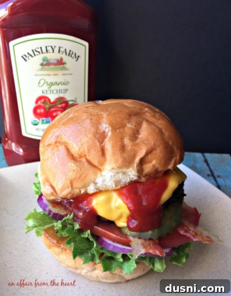 The Ultimate Guide to Perfect Burgers 7 Finished burger with Paisley Farms Ketchup