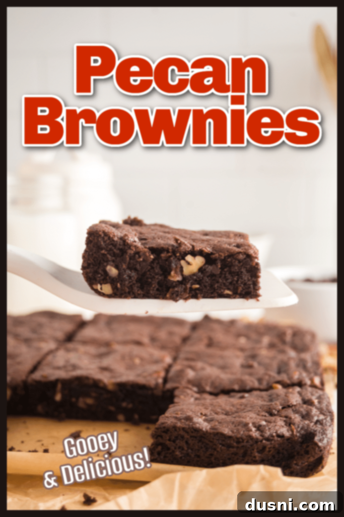 A pan of pecan brownies, beautifully arranged with a few slices cut out.