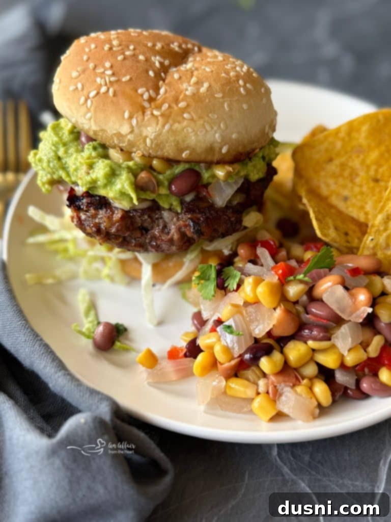 Mexican Hamburger with Cowboy Caviar