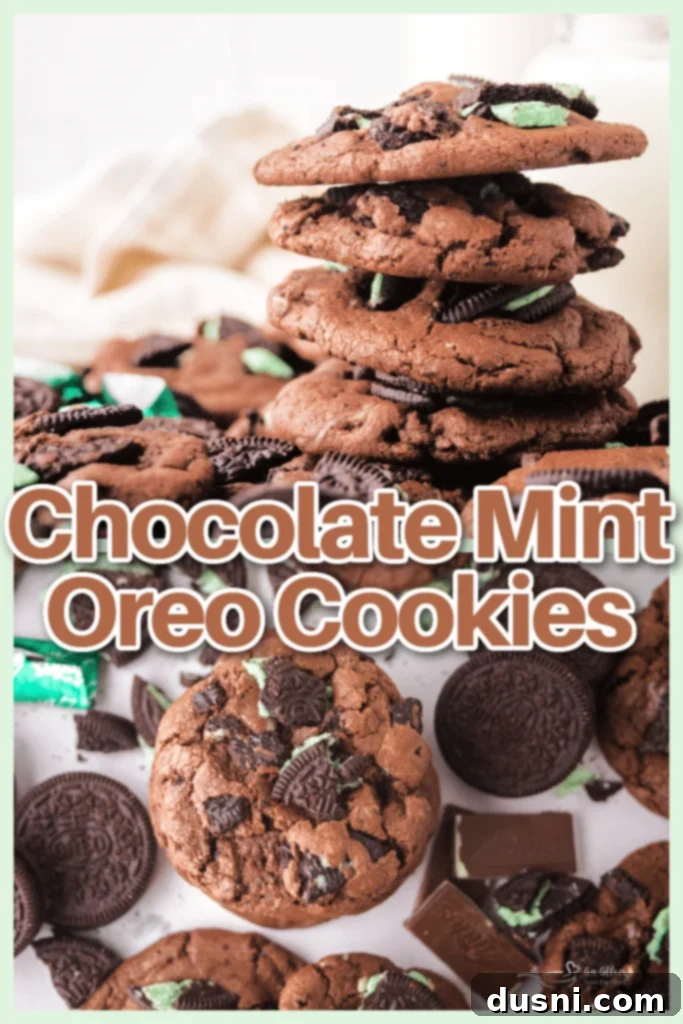 Chocolate Mint Oreo Cookies stacked