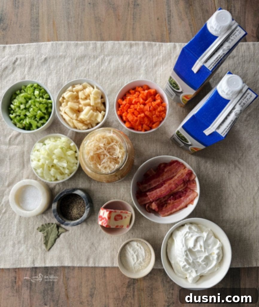 Ingredients for Chicken and Sauerkraut Soup
