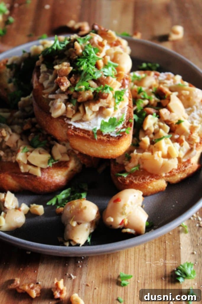 Marinated Mushroom Bruschetta