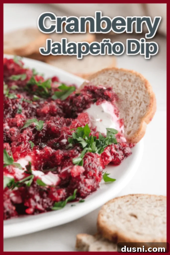 Cranberry Jalapeno Cream Cheese Dip Close Up