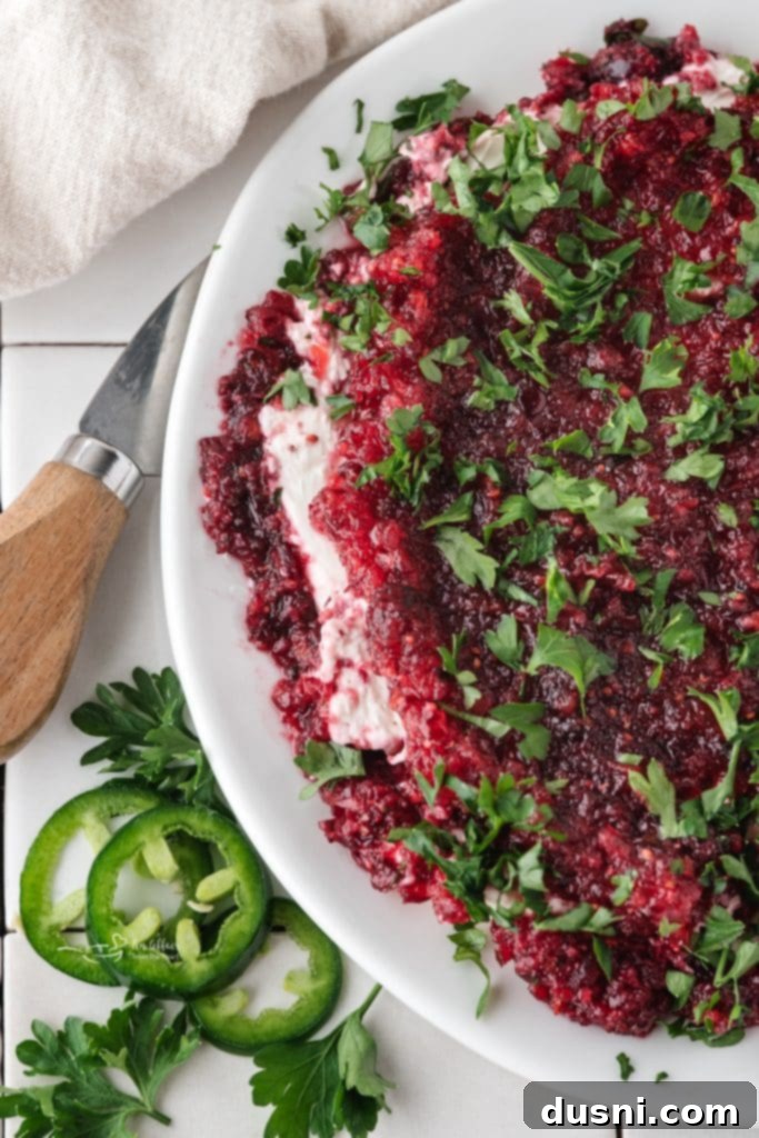 Holiday Appetizer: Cranberry Jalapeno Cream Cheese Dip