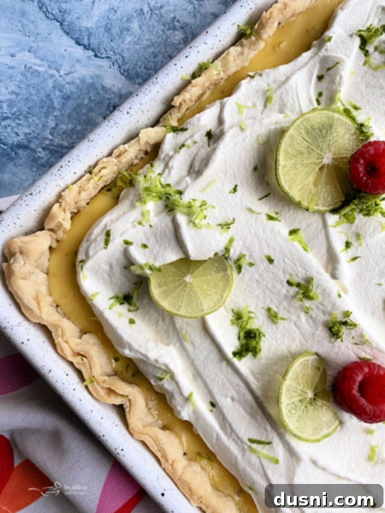 Extreme close up of Key Lime Slab Pie