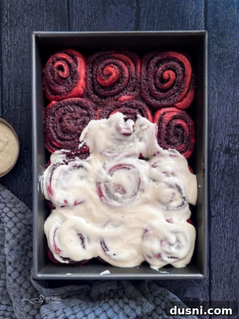 Baked Red Velvet Cinnamon Rolls