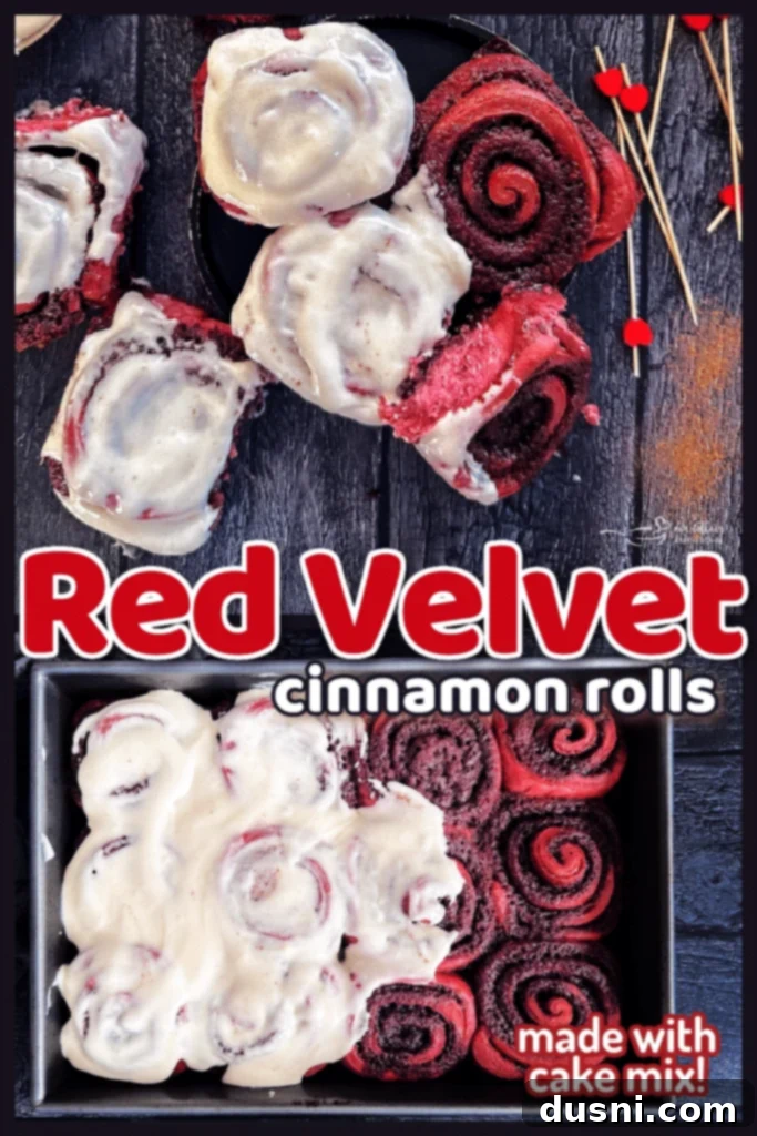 Red Velvet Cinnamon Rolls Ready to Eat