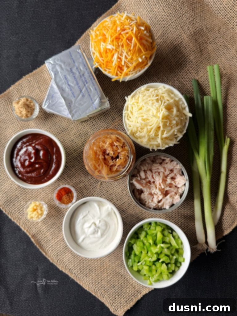 BBQ Chicken Dip with Kraut ready to be served.